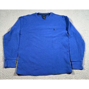 Polo‎ Ralph Lauren Shirt Men Medium Blue Textured Waffle Knit Embroidered Logo